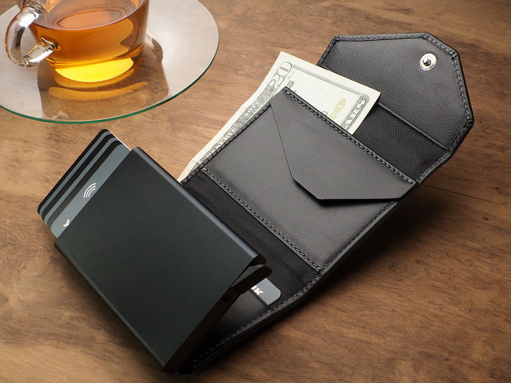 Porte-cartes Porter noir cuir Italie
